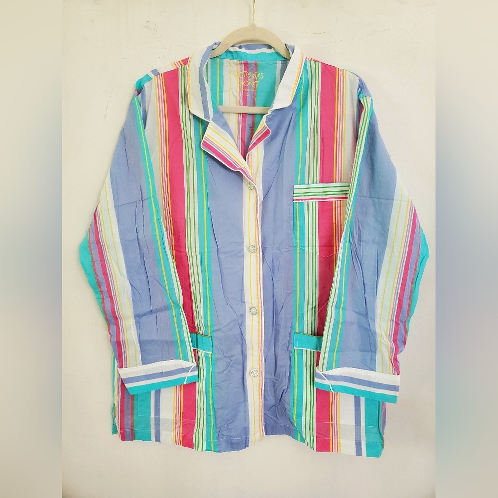 EUC Victoria's Secret Vintage Rainbow Pajama Set Cotton L - Picture 2 of 7